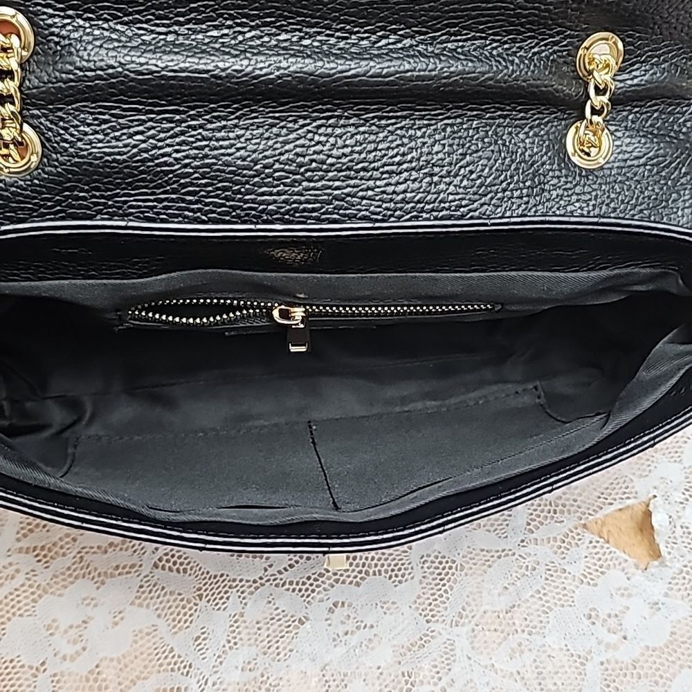 Anna Paola Crossbody Shoulder Genuine Leather Bag NWT Black - Picture 7 of 8
